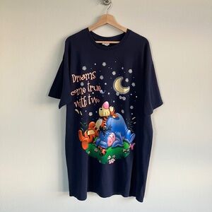 Vintage Disney Dreams Come True With Two , Tigger and Eeyore Oversized Navy Slee